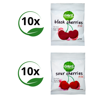 10 + 10 black cherry and sour  cherries