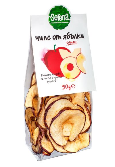 Сушен чипс от ябълки, 100% Натурален, 50 g
